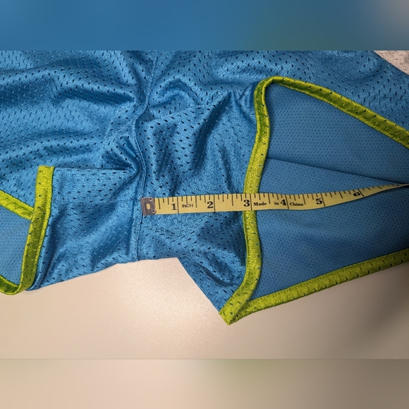 Adidas Women Size Large Athletic Shorts Blue with Green and White Stripes - Picture 8 of 11